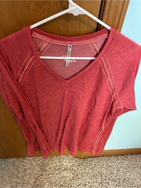 Casual orange V-Neck Women's Top